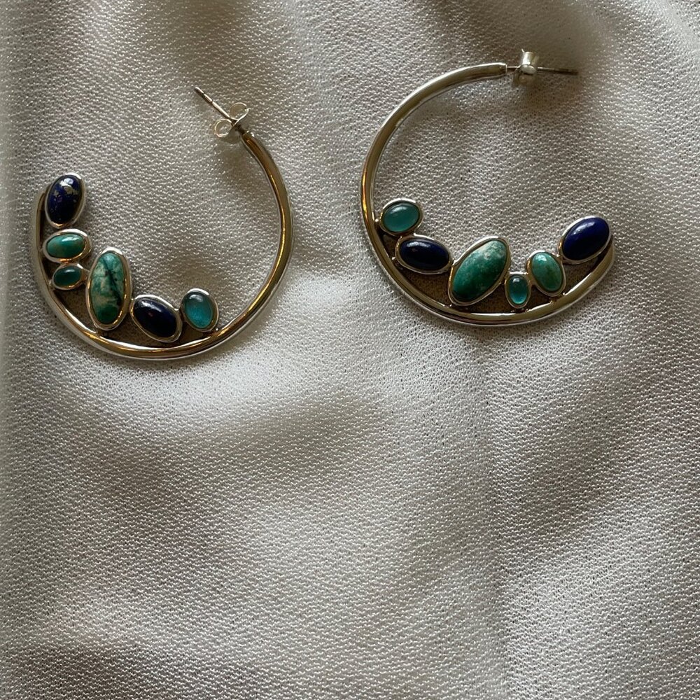 Barse Turquoise, Lapis and Green Glass necklace, bracelet and earrings set - Picture 16 of 16